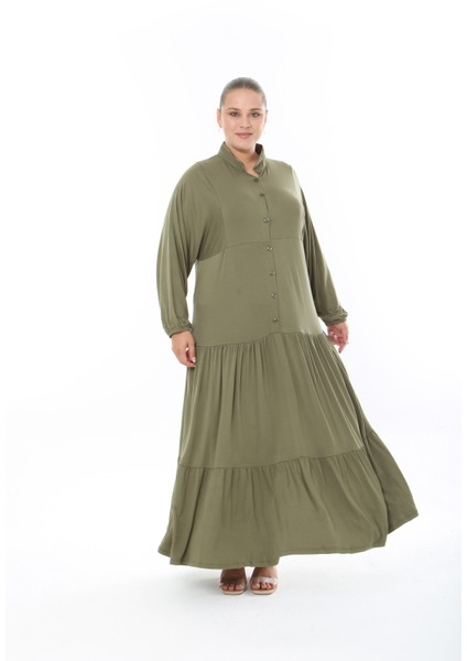 Kadın Likralı Viskon Büyük Beden Elbise