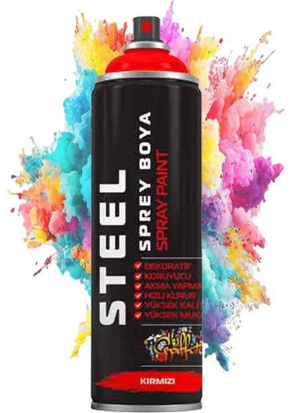 Sprey Boya 200 ml 1 Adet Hızlı Kuruyan Renkli Profesyonel Ahşap Plastik Demir Metal Cam Porselen Duvar Sprey Boya