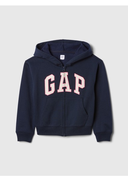 Kız Çocuk Lacivert Gap Logo Fermuarlı Sweatshirt