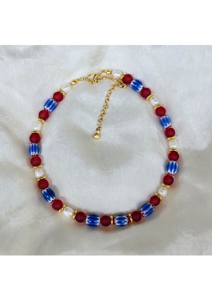 Gerçek Inci, Rainbow Cam Boncuk ve Buzlu Cam Detaylı El Yapımı Kolye – Altın Kaplama modelleri