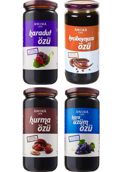 Karadut Özü, Hurma Özü, Kara Üzüm Özü, Keçiboynuzu Özü 640 Gr x 4 Adet