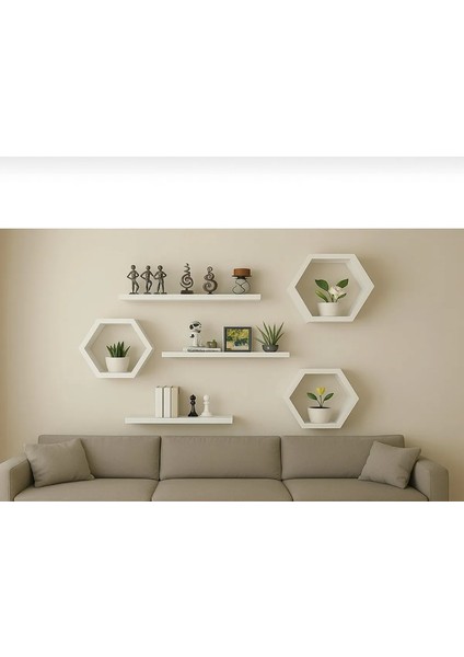 Dekoratif Altıgen Duvar Rafı/kitaplık (Antrasit) fiyatları