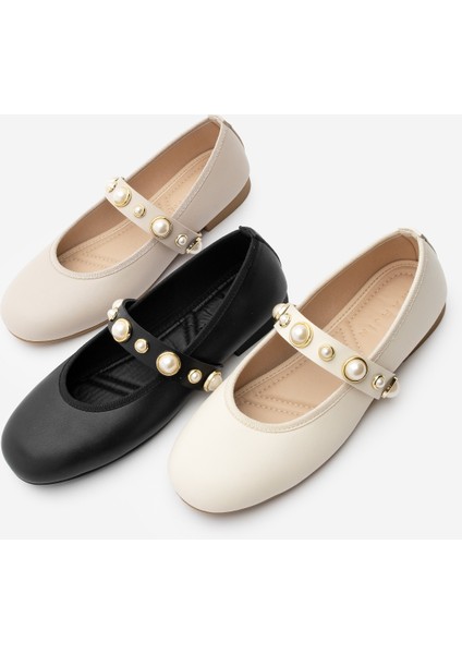 Kadın İncili Bantlı Babet Vesma Ekru