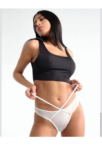 Bel Detaylı Tanga,külot Ayarlanabilir Bel Askısı Taş Detaylı