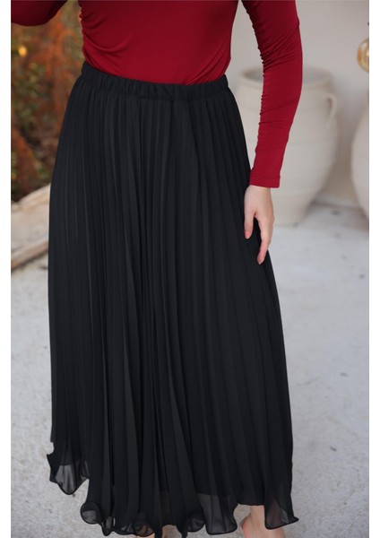 Pliseli Etek - (38-46) - 71262 - Siyah