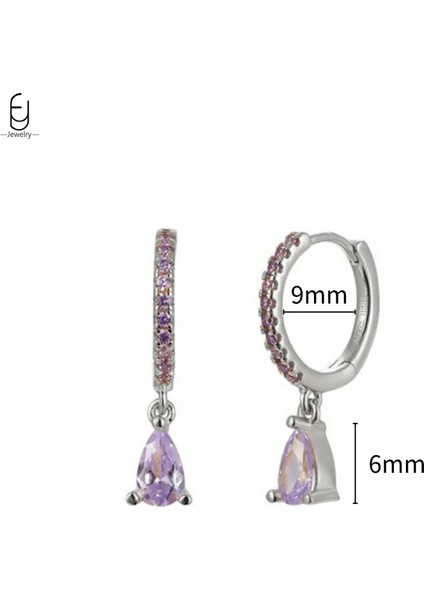925 Ayar Gümüş Iğne Yüksek Kalite Mor Zirkon Altın Halka Küpeler Kadınlar Için Moda Kalp Şeklinde Küpe Parti Lüks Takı (Yurt Dışından)