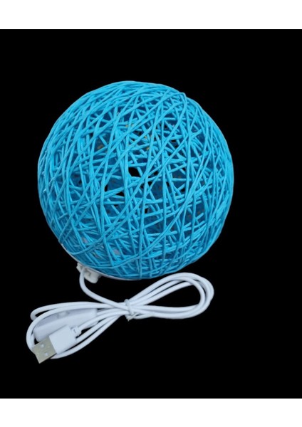 Mavi Renkli Yuvarlak Ahşap Standlı USB Gece Lambası fiyatları