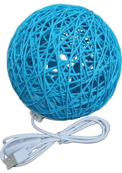 Mavi Renkli Yuvarlak Ahşap Standlı USB Gece Lambası modelleri