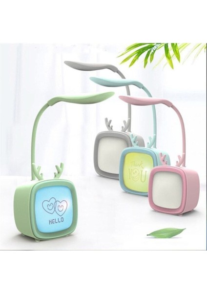 8 Ledli Tv Tasarımlı Şarjlı Masa Lambası, Kitap Okuma ve Gece Işığı indirimleri