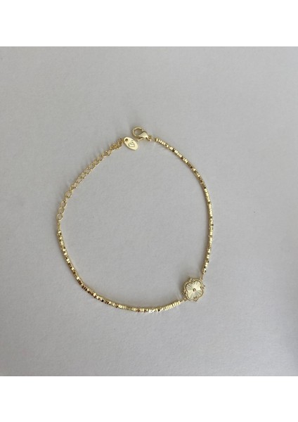 Minimal Dorika Zincir Yonca Model Gold Renkli Bileklik fiyatları