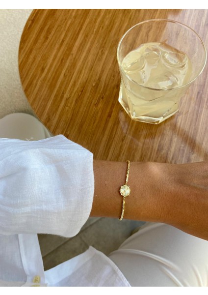 Minimal Dorika Zincir Yonca Model Gold Renkli Bileklik fırsatları