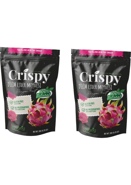 Dondurularak Kurutulmuş Ejder Meyvesi Dilimleri 20 Gram 2'li Paket