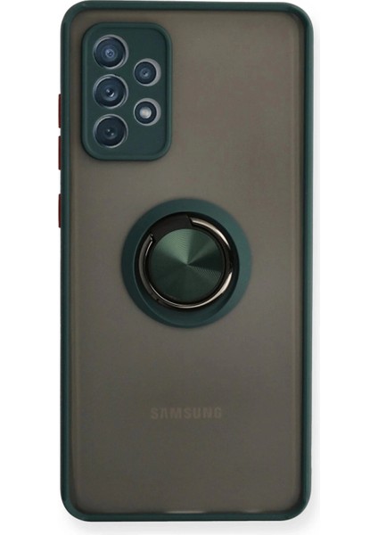 Samsung Galaxy A32 Kılıf Montreal Yüzüklü Silikon Kapak - Yeşil