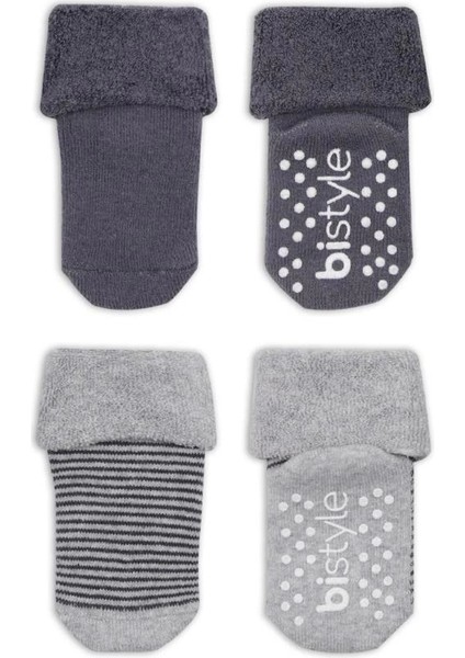 Bfs Bistyle Çemberli Kaymaz Havlu Soket Çorap 2'li BS10503 Gri-Antrasit fiyatları