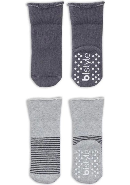 Bfs Bistyle Çemberli Kaymaz Havlu Soket Çorap 2'li BS10503 Gri-Antrasit modelleri