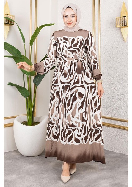 Batik Desenli Tesettür Elbise modelleri