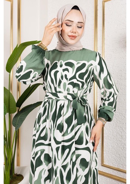 Batik Desenli Tesettür Elbise modelleri