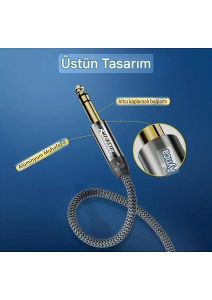 1.20 Metre 6.5mm To 6.5mm Gitar Enstrüman Kablosu 6.35mm To 6.35mm Stereo Ses Kablosu Ce Lisanslı Hi-Fi Ses Teknolojisi Hasır Örgülü Sağlam Kablo fırsatları