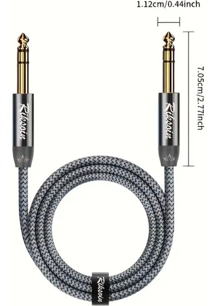 1.20 Metre 6.5mm To 6.5mm Gitar Enstrüman Kablosu 6.35mm To 6.35mm Stereo Ses Kablosu Ce Lisanslı Hi-Fi Ses Teknolojisi Hasır Örgülü Sağlam Kablo