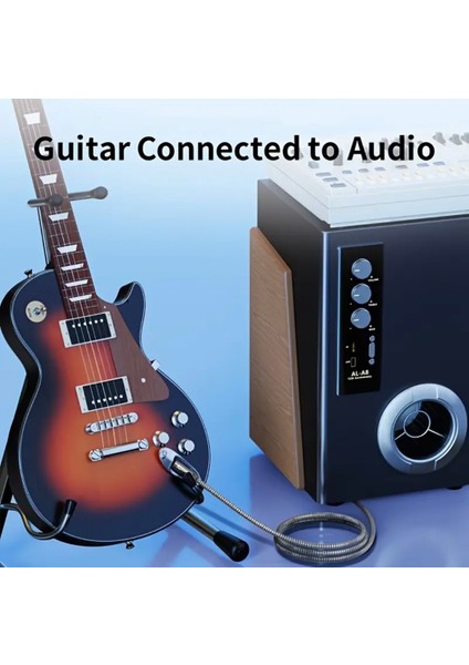 1.20 Metre 6.5mm To 6.5mm Gitar Enstrüman Kablosu 6.35mm To 6.35mm Stereo Ses Kablosu Ce Lisanslı Hi-Fi Ses Teknolojisi Hasır Örgülü Sağlam Kablo