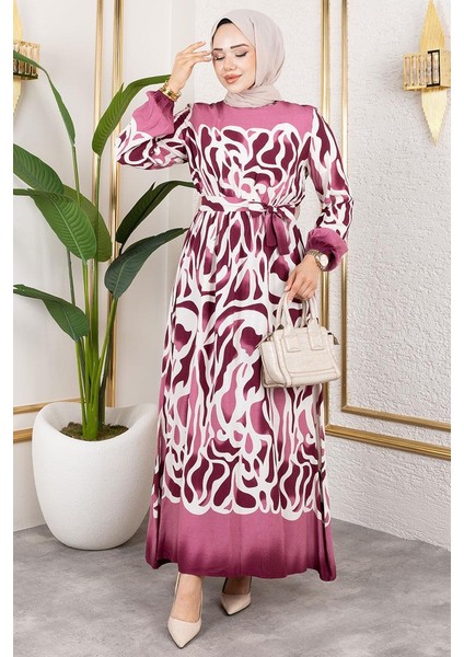 Batik Desenli Tesettür Elbise modelleri