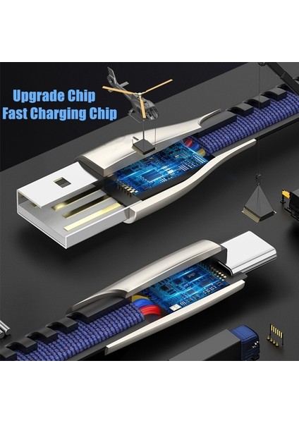 Metal Başlıklı Örgülü 1 M 3A Type-C Data & Hızlı Şarj Kablosu fiyatları