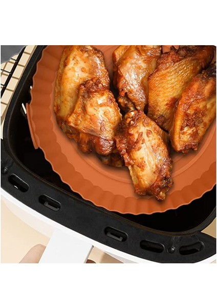 Renkli Isıya Dayanıklı Yıkanılabilir Silikon Fırın ve Airfryer Yuvarlak Model Pişirme Matı 20 cm