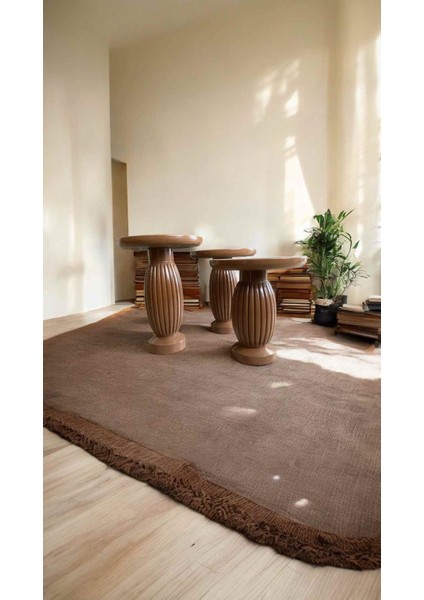 Ahşap 3’lü Mantar Yan Sehpa Takımı Kahverengi Renk modelleri