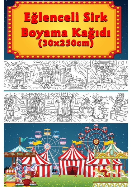 Renkli Sirk Dev Boyama Kağıdı 2,5 Metre Rulo Çocuk Eğlence ve Eğitim Için