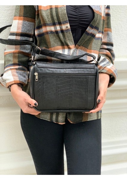 Taş Baskılı Orta Boy Kadın Çapraz Çanta, Hakiki Deri, 25X21X7 cm fırsatları