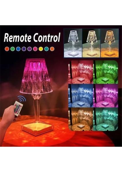 Dokunmatik Kristal Elmas Masa Lambası, 16 Işık Modu, Akrilik, Şarjlı, Romantik Aydınlatma modelleri