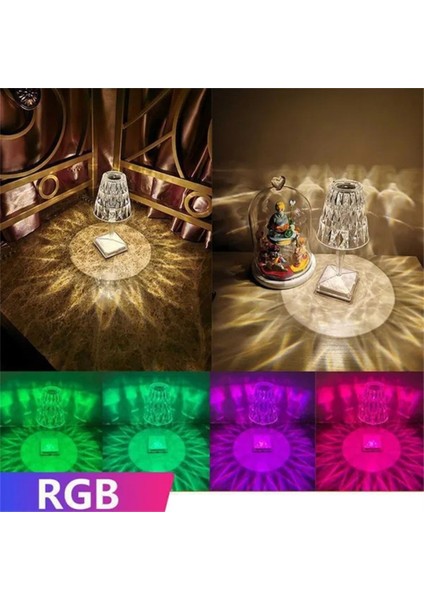 Dokunmatik Kristal Elmas Masa Lambası, 16 Işık Modu, Akrilik, Şarjlı, Romantik Aydınlatma fırsatları