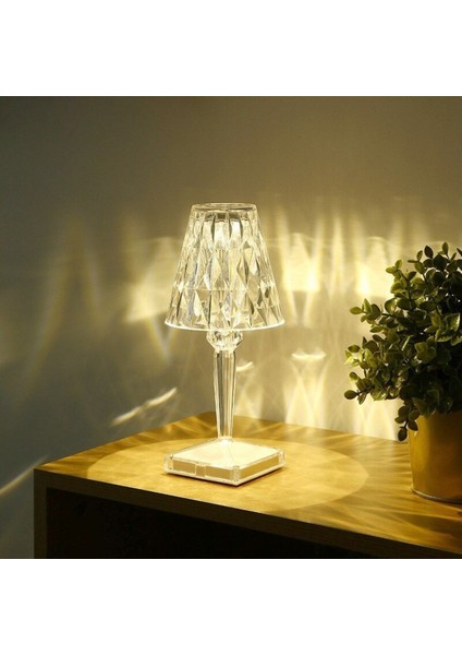 Dokunmatik Kristal Elmas Masa Lambası, 16 Işık Modu, Akrilik, Şarjlı, Romantik Aydınlatma