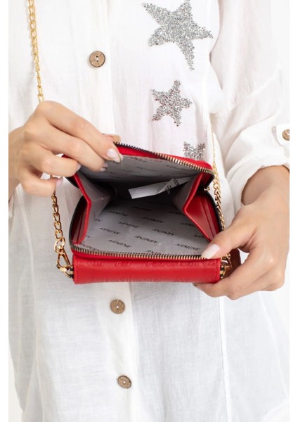 Şık Zincir Askılı Kırmızı Abiye Omuz Çantası, Şıklığınızı Tamamlar