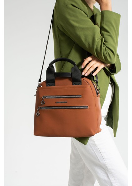 Kadın Çok Gözlü Saten Kumaş Çapraz Askılı El ve Omuz Çantası, Kahverengi fiyatları