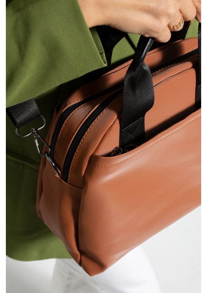 Kadın Çok Gözlü Saten Kumaş Çapraz Askılı El ve Omuz Çantası, Kahverengi modelleri