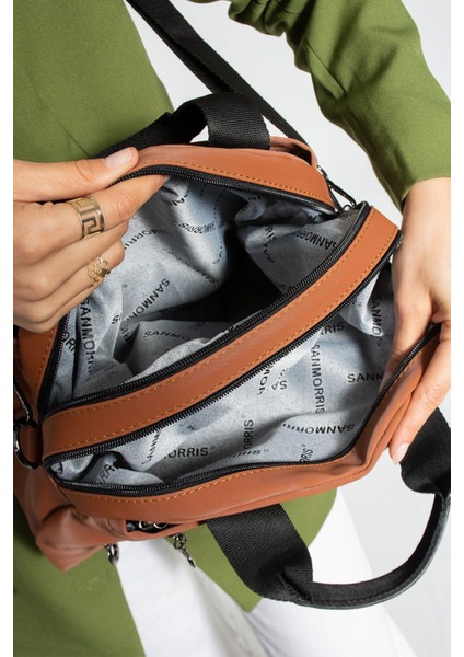 Kadın Çok Gözlü Saten Kumaş Çapraz Askılı El ve Omuz Çantası, Kahverengi fırsatları