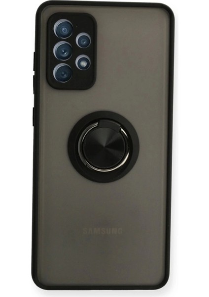 Samsung Galaxy A32 Kılıf Montreal Yüzüklü Silikon Kapak - Siyah