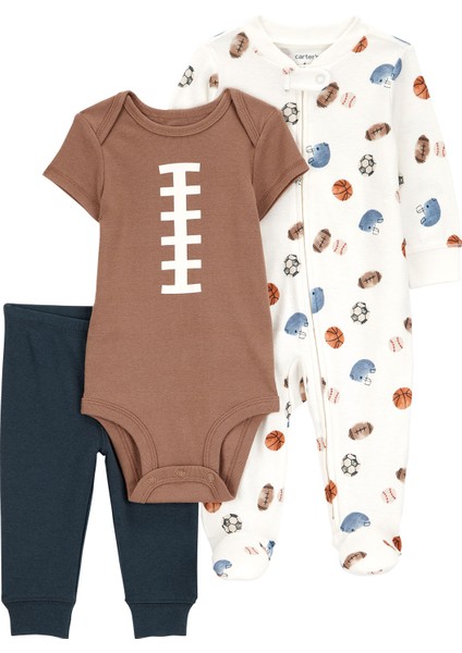 Erkek Bebek Kahverengi Tulumlu Set