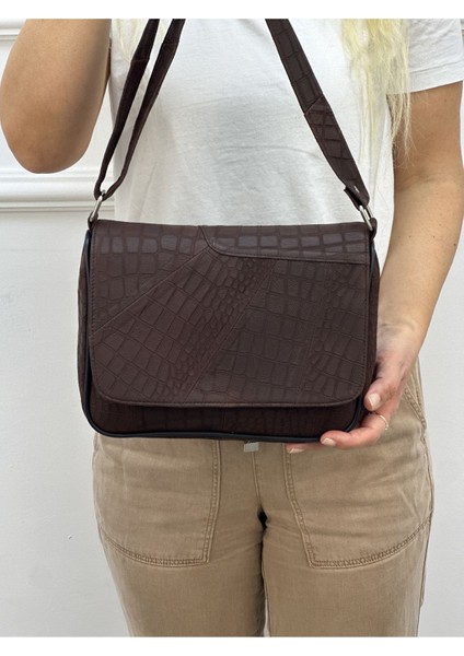 Orta Boy Kadın Omuz Çantası, Kahverengi, Çapraz Askılı, 25X21X7 cm fırsatları