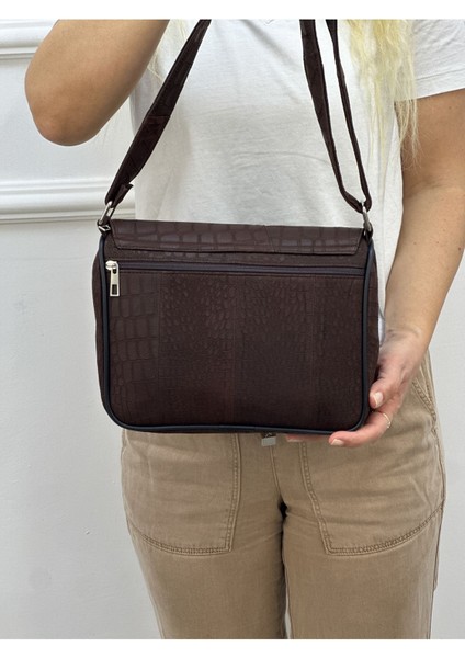 Orta Boy Kadın Omuz Çantası, Kahverengi, Çapraz Askılı, 25X21X7 cm indirimleri