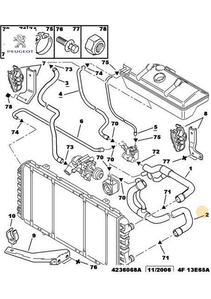 Radyatör Çikiş Borusu Dj5 Peugeot Cıtroen, Peugeot 1351.K5