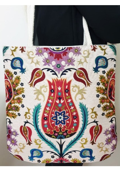 Renkli Goblen Dokuma Kumaş Heybe Çanta, Anadolu Deseniyle Şık ve Zarif Tasarım