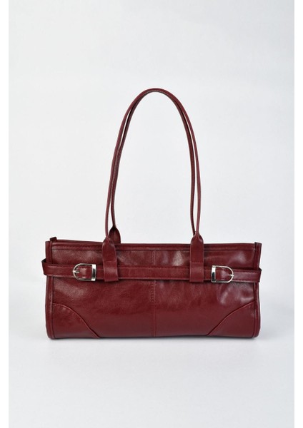 Bordo Deri Vintage El ve Omuz Çantası, Şık ve Kullanışlı Kadın Çantası