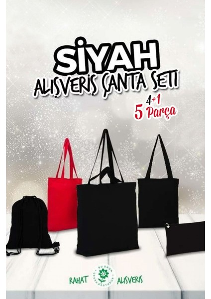 Şık Siyah Ham Bezleriyle Güzel ve Konforlu Alışveriş Seti