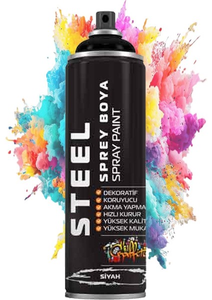 Sprey Boya 200 ml 1 Adet Hızlı Kuruyan Renkli Profesyonel Ahşap Plastik Demir Metal Cam Porselen Duvar Sprey Boya