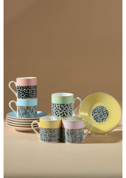 6 Kişilik Çok Renkli Kahve Fincan Takımı 80 Ml, Şık ve Kullanışlı Tasarım