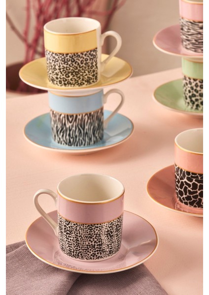 6 Kişilik Çok Renkli Kahve Fincan Takımı 80 Ml, Şık ve Kullanışlı Tasarım indirimleri