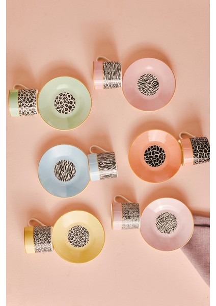 6 Kişilik Çok Renkli Kahve Fincan Takımı 80 Ml, Şık ve Kullanışlı Tasarım