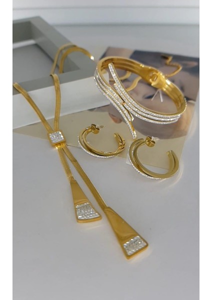 Elena 316L Kararmaz Çelik Takı Seti